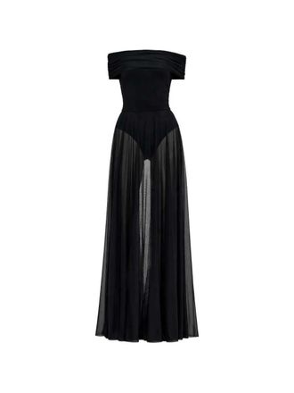 Norma Kamali off-the-shoulder maxi-jurk