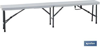 cofan Banco Plegable Rectangular Blanco 180x25x43cm, Banco Plegable Rect&aacute;ngular En Color Blanco, Fabricado Con Materiales Resistentes Y Ligeros Para Eventos