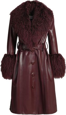Wanan Luxury Cappotto Sac Borgogna in Pelle-Donna -Rosso