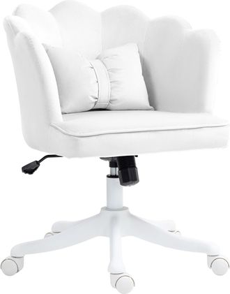 HOMCOM Armless Desk Chair Home Office Chair w/ Wide Seat Tilt Function - White | TJ Hughes