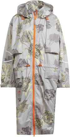 adidas Womens Floral Patterned Hooded Parka Jacket in Chalk Pearl - Grey - Size 8 UK