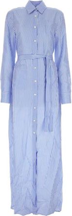 Prada Blue Printed Silk Shirt Dress