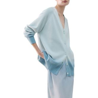 Mango Ombr&eacute; Cotton Lounge Cardigan in Blue at Nordstrom, Size Small