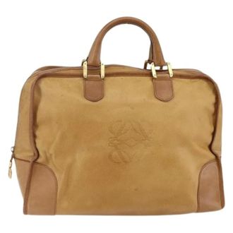 Loewe Pre-owned Weekend Bags, unisex, Brown, Size: ONE SIZE Pre-owned Suede Weekend Bag
