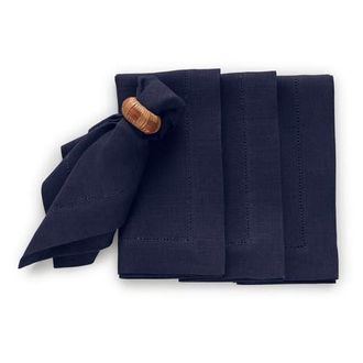 Solino Home Linen Dinner Napkins - Medium Weight Hemstitch, 20 x 20 in Navy at Nordstrom, Size Large