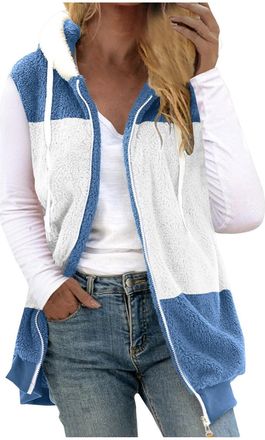 Generic Fleece Gilet for Women UK - Sleeveless Hooded Long Vest, Bodywarmer, Comfy Casual Loose Fit Waistcoat, Longline Ladies Sherpa Fluffy Elegant Jackets, 