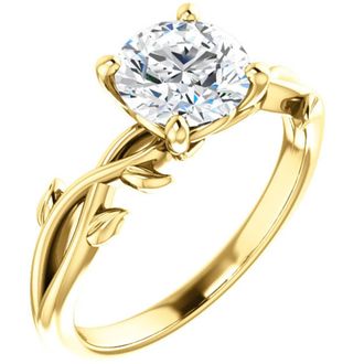 Pompeii3 1 1/4 ct Solitaire Moissanite Vine Engagement Ring 14k Yellow Gold