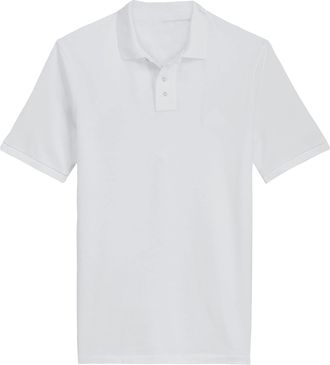 Generic Mens Slim Fit Cotton Pique Polo Shirts for Men Adult, Plain Casual Work Sports T- Shirt Top - White - Large