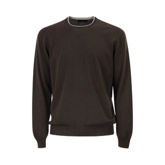 Fay Truien & Vesten, Heren, Bruin, 4Xl, Katoen, Katoenen trui met ronde hals