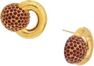 Oscar De La Renta Round Rhinestone Stud Earrings