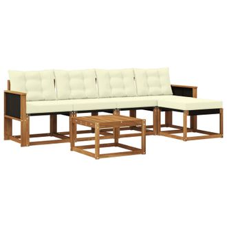 vidaXL Conjunto De Sof&aacute;s De Exterior Con Coj&iacute;n 6 Pcs Natural Y Crema Vidaxl
