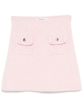 Self Portrait m&eacute;lange-effect mini skirt - women - Cotton/Wool/Acrylic/Polyester/Polyamide - M - Pink