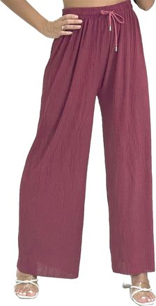 Generic Womens Textured Ribbed Relaxed Wide Leg Smart Casual Palazzo Trousers (as8, Alpha, l, x_l, Regular, Regular, Dusty Pink)