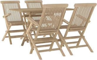 vidaXL Vidaxl - Juego De Comedor De Jard&iacute;n 5 Piezas Madera Maciza De Teca
