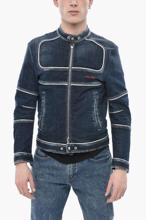 Dsquared2 Denim Jacket with Contrasting Details and Logo Buttons Dsquared2