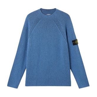 Stone Island Truien & Vesten, Heren, Blauw, S, Katoen, Fluid Ronde Hals Knit