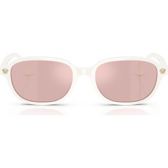 Versace 53mm Pillow Sunglasses in White Talc /Pink Mirror Gold at Nordstrom