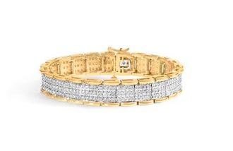 House of Brilliance 10K Yellow Gold 5.00 Cttw Round-Cut Diamond Link 7 Bracelet at Nordstrom
