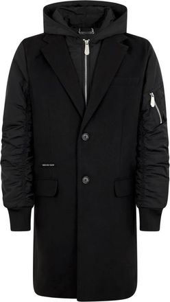 Philipp Plein Single Breast Hooded Coat - Heren - Mantel - Zwart - S - Jassen