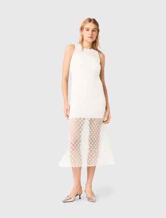 Maje Rhinestone Crochet Maxi Dress - White - Maje