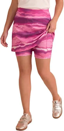 Roaman's Plus Size Soft Sculpt A Line Pull On Skort in Raspberry Wave Tie Dye at Nordstrom, Size 36