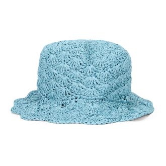 Red Valentino Hats, unisex, Blue, Size: M Raffia Bucket Hat