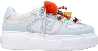 Fendi Blue Leather Logo Sneakers