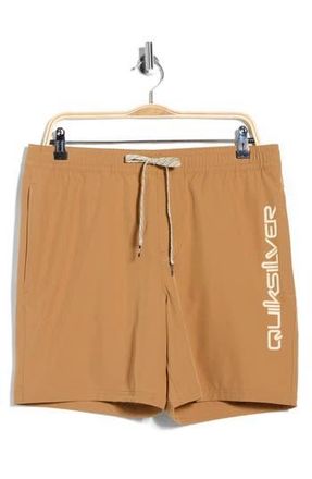 Quiksilver Wind Logo Volley Swim Trunks in Tobacco Brown at Nordstrom Rack, Size X-Large