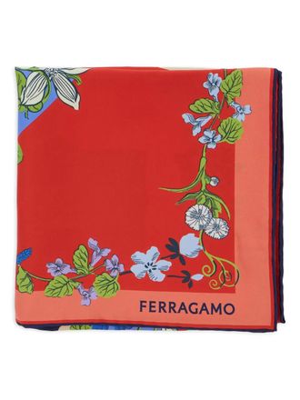 Ferragamo Sjaal met bloemenprint - Rood