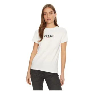 Guess T-Shirts, female, White, Size: M Crewneck Tee