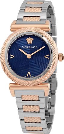 Versace V Motif Quartz Blue Dial Tw-toned Ladies Watch VERE02020