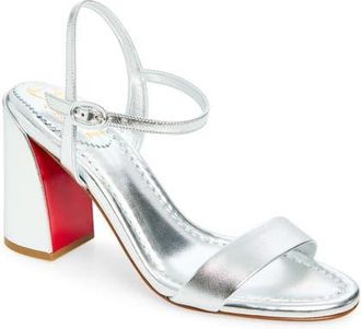 Christian Louboutin Miss Jane Sandal in S211 Silver/lin Silver at Nordstrom, Size 41.5