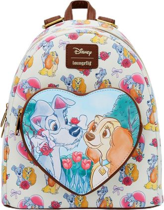 Hot Topic Loungefly Disney Lady And The Tramp Hearts & Roses Mini Backpack BROWN NONE, Brown, One Size