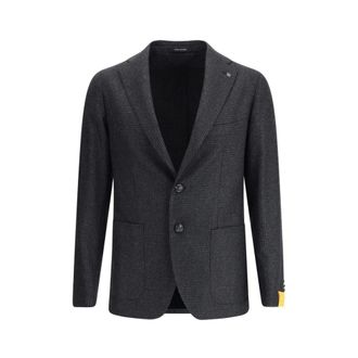 Tagliatore Jassen, Heren, Grijs, XL, Wol, Pied-de-poule Print Blazer