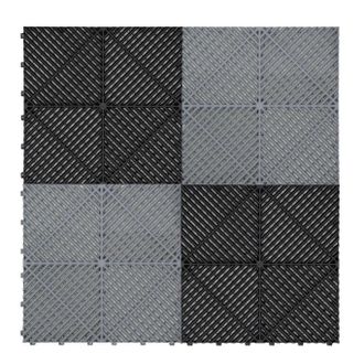 MonsterShop Vented Garage Floor Tiles With Edges - 60 Black & 60 Grey