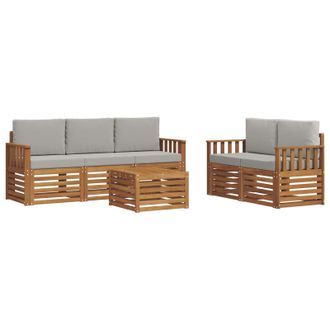 vidaXL Juegos De Sof&aacute;s Con Coj&iacute;n 6 Pcs Gris Natural Y Claro Vidaxl