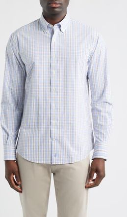 Johnnie-O Tinsley Plaid Everyday Performance Button-Down Shirt in Laguna Blue at Nordstrom, Size Xx-Large
