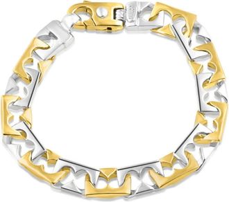 Pompeii3 Mens Solid 14k Gold (50grams) or Platinum (80gram) Two Tone 10mm Bracelet 8.5