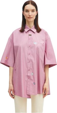 Martine Rose Boxy Wrap Shirt - Dames - Overhemden - Paars - S - Katoen - Overhemden
