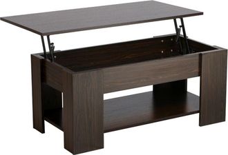 Yaheetech Tavolino da caffè sollevabile Tavolo Moderno Elevabile da Salotto Divano caffè con Ripiano Inferiore Bianco 98 x 50 x 41,8 cm Marrone - Yaheetech