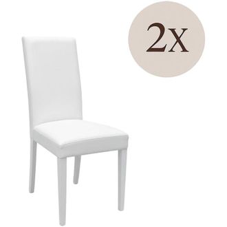 Dmora Set di Sedie Ferraris, 2 Sedie, Imbottito, Effetto Laccato, Bianco