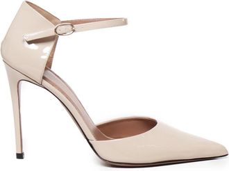 Giuliano Galiano Beige Patent Leren Hakken met Enkel Gesp - Dames - Pumps - Beige - 38 1/2 EU - Leer - Schoenen