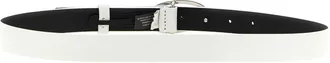 Diesel Leather with Metal Oval Buckle Belt - White