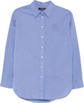 Ralph Lauren Blue Long Sleeve Curved Hem Cotton Shirt