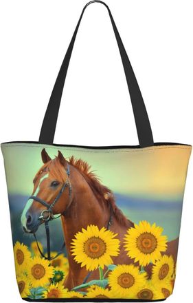 AOOEDM Summer Sunflowers And Horse Ladies Shopping Bag 13x11x7in.The Perfect ValentineS Day Gift.It Is The Best ValentineS Day Gift For Mom, Daughter, Wife,E