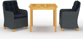 vidaXL Vidaxl - Juego De Comedor Para Jard&iacute;n 3 Piezas Gris Oscuro