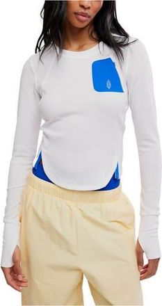 Free People Outbound Long Sleeve Waffle Knit T-Shirt in White at Nordstrom Rack, Size X-Small