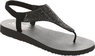 Skechers Womens MEDITATION GLAMOROUS MUSE Sandals/Thong Sandals, Black, 6