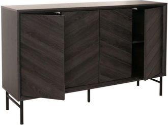 Hhg [NON UTILIZZATO] Credenza HHG-388, mobile cassettiera credenza alta, legno massello di mango 94x151x40cm, grigio scuro
