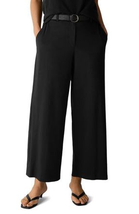 Eileen Fisher High Waist Ankle Wide Leg Pants in Black at Nordstrom, Size Xx-Small